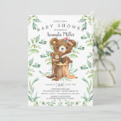 Schattig Baby Beer en mam Baby shower Uitnodiging (Staand voorkant)