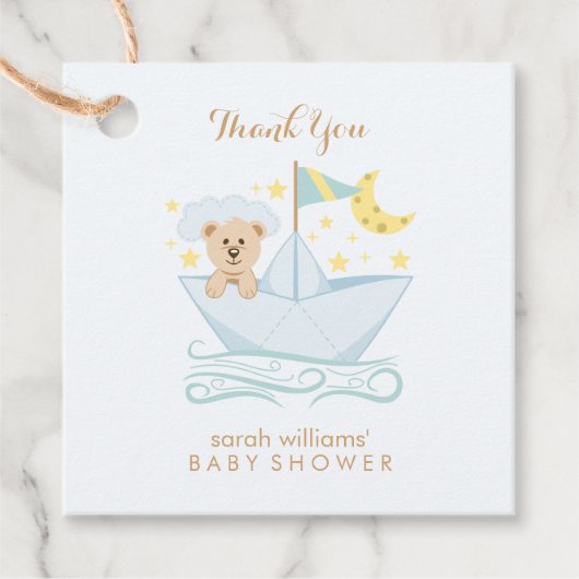 Schattig Baby Beer in papierbak Bedankjes Labels (Voorkant)