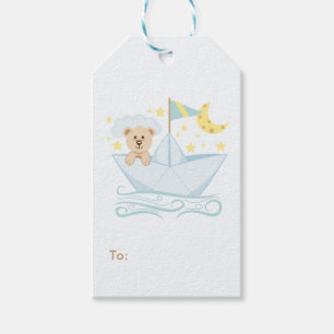Schattig Baby Beer in papierbak Cadeaulabel