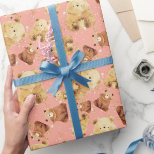 Schattig Baby Beer roze Cadeaupapier