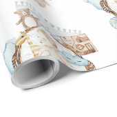 Schattig baby blauw Baby shower Cadeaupapier (Rol Hoek)