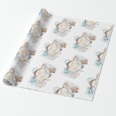 Schattig baby blauw Baby shower Cadeaupapier (Uitgerold)