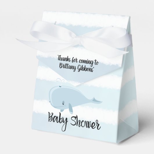 Schattig baby blauw walvis gestreept Baby shower Bedankdoosjes (Voorkant Zijde)