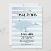 Schattig baby blauw walvis gestreept Baby shower Kaart (Voorkant)