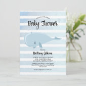 Schattig baby blauw walvis gestreept Baby shower Kaart (Staand voorkant)