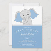 Schattig Baby Boy Olifant Baby shower Kaart (Voorkant)