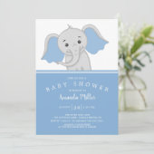 Schattig Baby Boy Olifant Baby shower Kaart (Staand voorkant)