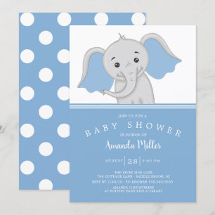 Schattig Baby Boy Olifant Baby shower Kaart