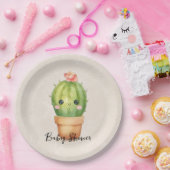 Schattig Baby Cactus Succulent Baby shower Papieren Bordje (Feest)