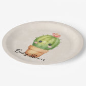 Schattig Baby Cactus Succulent Baby shower Papieren Bordje (Gekanteld)