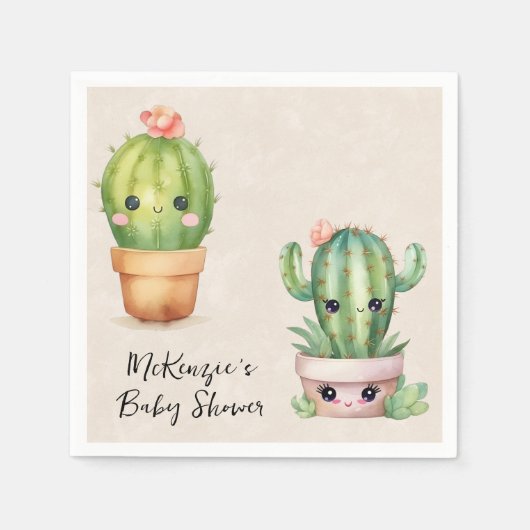 Schattig Baby Cactus Succulent Baby shower Servet (Voorkant)