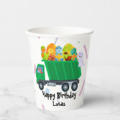 Schattig baby dinosaurus eierafval vrachtwagen Ver Papieren Bekers (Voorkant)