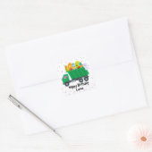 Schattig baby dinosaurus eierafval vrachtwagen Ver Vierkante Sticker (Envelop)