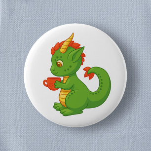 Schattig baby draakje met kopje ronde button 5,7 cm