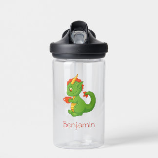 Schattig baby draakje met kopje waterfles