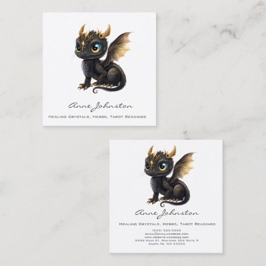 Schattig Baby Dragon Square Visitekaartje (Voorkant / Achterkant)