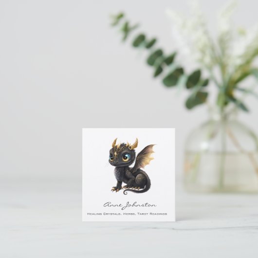 Schattig Baby Dragon Square Visitekaartje (Staand voorkant)