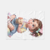 Schattig Baby Drinkt Boba Deken (Voorkant (Horizontaal))
