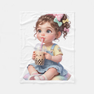 Schattig Baby Drinkt Boba Deken