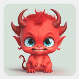 Schattig Baby Duivel Vierkante Sticker