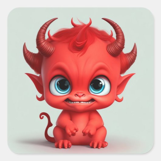 Schattig Baby Duivel Vierkante Sticker (Voorkant)
