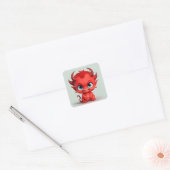 Schattig Baby Duivel Vierkante Sticker (Envelop)