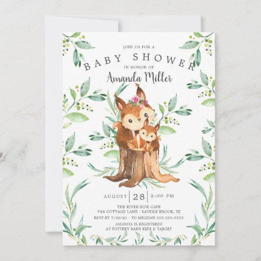 Schattig Baby eekhoorn en Baby shower van mama Kaart (Voorkant)