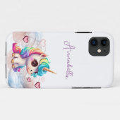 Schattig Baby Eenhoorn en Hartjes Case-Mate iPhone Case (Achterkant (horizontaal))