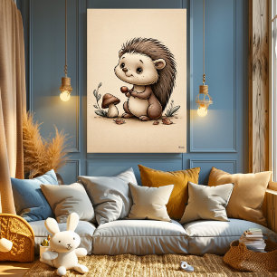 Schattig Baby Egeltje Scandinavische Bos Nursery Poster