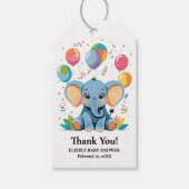 Schattig Baby Elephant Balloons Baby shower Cadeaulabel (Voorkant)