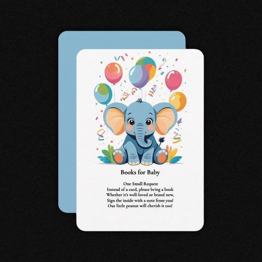 Schattig Baby Elephant Balloons Baby shower Informatiekaartje