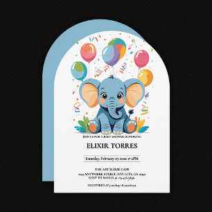 Schattig Baby Elephant Balloons Baby shower Kaart