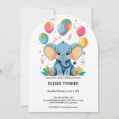 Schattig Baby Elephant Balloons Baby shower Kaart (Voorkant)