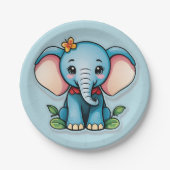 Schattig Baby Elephant Blue Papieren Bordje (Voorkant)