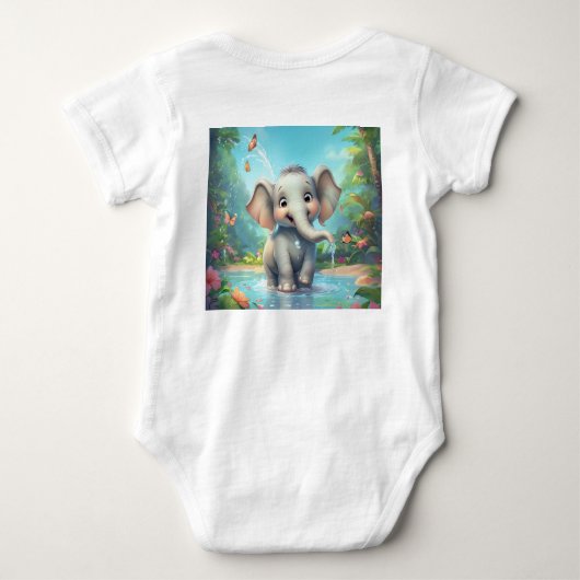 Schattig Baby Elephant ontwerp Romper (Achterkant)