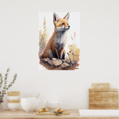 Schattig Baby Fox Waterverf Nursery Poster (Keuken)