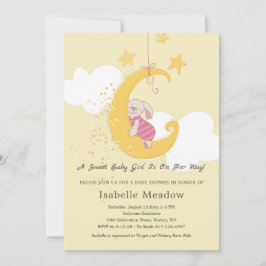 Schattig Baby Girl Rabbit Stars Moon Baby shower Kaart