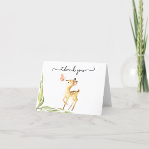 Schattig Baby hert met vlinder Baby shower Bedankkaart