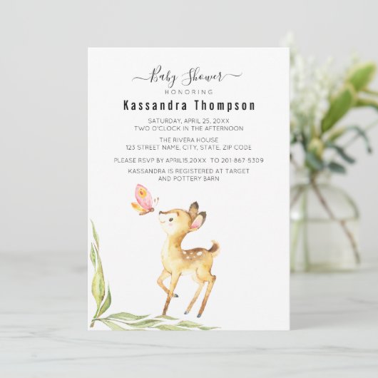 Schattig Baby hert met vlinder Baby shower Kaart (Staand voorkant)