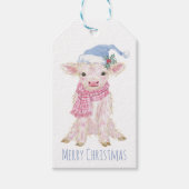 Schattig Baby Highland Kalf Kerstmis Cadeaulabel (Voorkant)