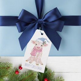 Schattig Baby Highland Kalf Kerstmis Cadeaulabel