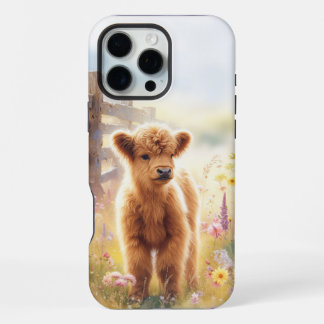 Schattig Baby Highland Koe in Bloemveld iPhone 16 Pro Max Hoesje