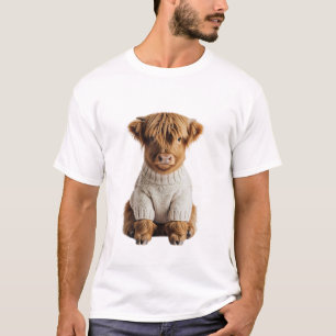 Schattig Baby Highland Koe in Gebreide Trui T-shirt