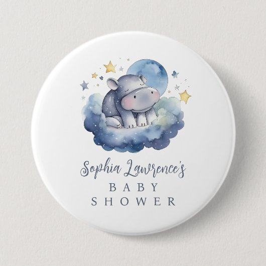Schattig Baby Hippo Baby shower Ronde Button 7,6 Cm (Voorkant)