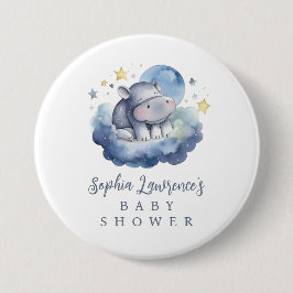 Schattig Baby Hippo Baby shower Ronde Button 7,6 Cm