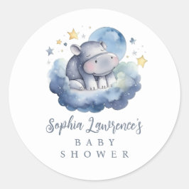 Schattig Baby Hippo Baby shower Ronde Sticker