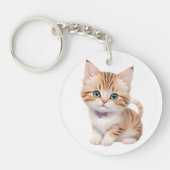Schattig Baby Kitten Design Sleutelhanger (Voorkant)