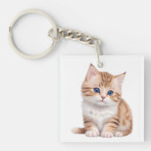 Schattig Baby Kitten Schattige Feline Sleutelhanger (voorkant)