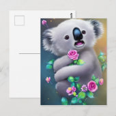 Schattig Baby Koala-Beer met bloemen Briefkaart (Voorkant / Achterkant)