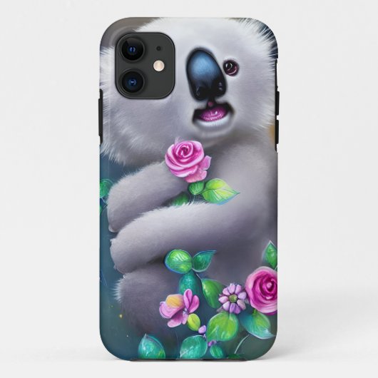 Schattig Baby Koala-Beer met bloemen Case-Mate iPhone Case (Achterkant)